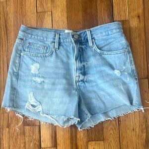 Frame Le Brigette Short Denim Blue Distressed Women's Shorts